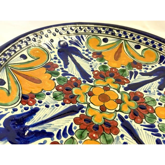 Vintage Hand Painted Mexican Talavera Pottery Dish For Sale - Image 9 of 14