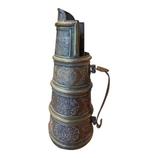 Antique Copper & Brass Handmade 19th Century Urn With Swivel Handle - Marked China on Bottom For Sale