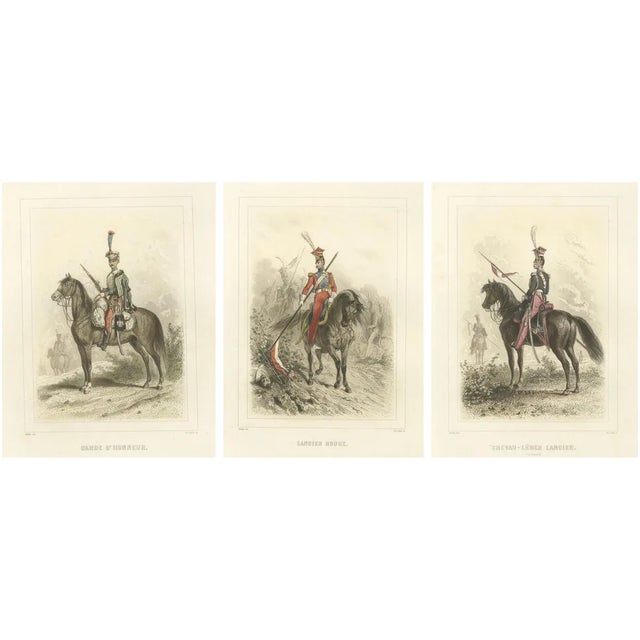 After Raffet, Napoleonic Cavalry Uniforms: Honor Guard, Dutch and Polish Lancers, 1859, Prints, Set of 3 For Sale