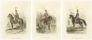 After Raffet, Napoleonic Cavalry Uniforms: Honor Guard, Dutch and Polish Lancers, 1859, Prints, Set of 3