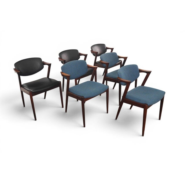 Wood Set of Six Attributed to Kai Kristiansen Model 42 Dining Chairs in Rosewood For Sale - Image 7 of 13