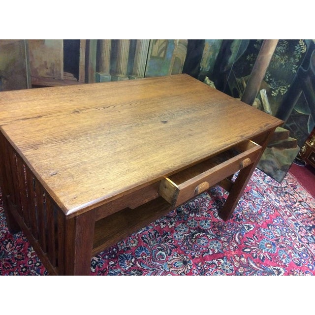 1910s Antique Mission Style Desk, Oak Desk For Sale - Image 5 of 8