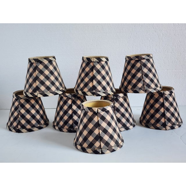Vintage Black & Linen Chandelier Shades- Set of 8 For Sale In New York - Image 6 of 12