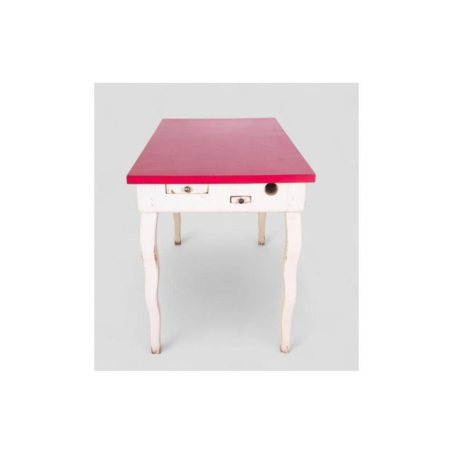Vintage Kitchen Table with Red Formica Top and Shaped Legs For Sale - Image 11 of 13
