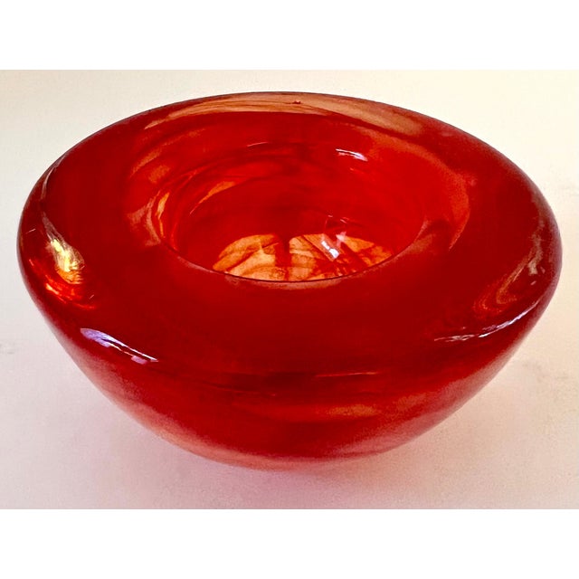 Postmodern Anna Ehrner Kosta Boda Red Bowl For Sale - Image 3 of 6