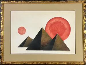 1960s “Pyramid” Modernist Serigraph Signed Obren, Framed