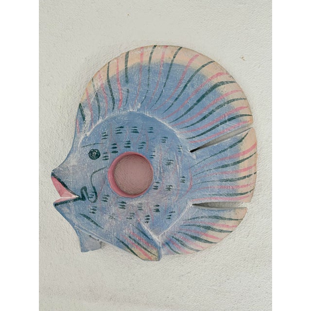 Vintage Painted Wood Tropical Fish Napkin Rings-Set of 8 For Sale - Image 4 of 11