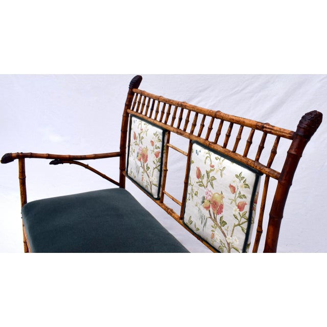 19th Century Aesthetic Movement Tortoise Bamboo Settee For Sale - Image 4 of 12