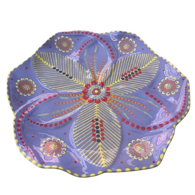 African South African Handmade & Hand-Painted Ceramic Serving Plate - Set of 4 For Sale - Image 3 of 11