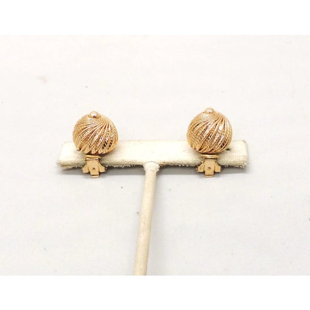 Metal Vintage Signed Napier Goldtone Domed Clip Earrings - 2 Pieces For Sale - Image 7 of 8