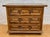 Spanish Baroque chest of drawers in solid wood, featuring three drawers with geometric panelled fronts and original metal...