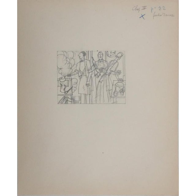 Jean-emile laboureur (1877-1943) in the kitchen, 1937 original pencil drawing unsigned on paper 26 x 21.5 cm reference:...