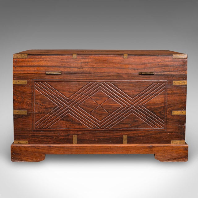 Antique Celebration Chest, Indian, Teak, Brass, Trunk, Coffee Table, Victorian For Sale - Image 6 of 12