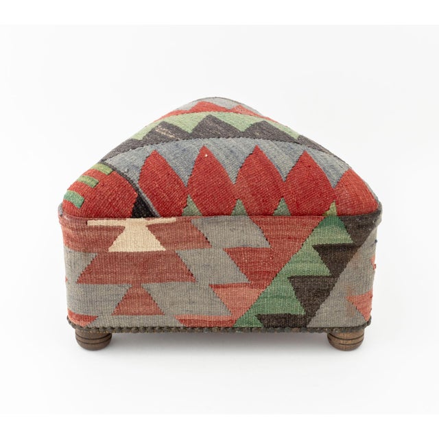 Modern George Smith Style Kilim Upholstered Footstool For Sale - Image 3 of 9