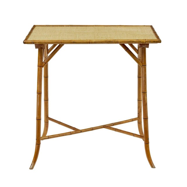 Bamboo and Hesian Side Table, 1920s For Sale - Image 3 of 8