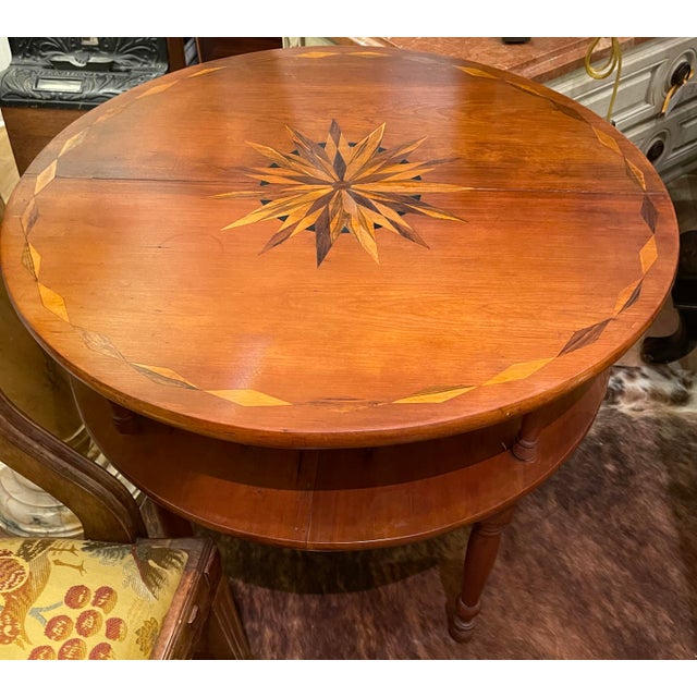 Wood Antique Early 19th C American Sheraton Inlaid Cherry Table For Sale - Image 7 of 7