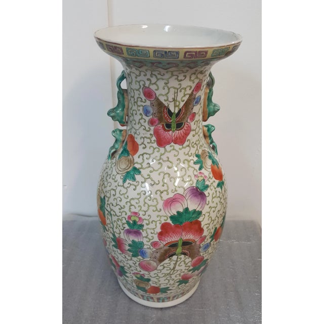 Red Butterly Motif China Porcelain Vase For Sale - Image 8 of 8