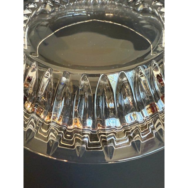 Mid 20th Century Hollywood Regency Crystal Centerpiece Bowl With Faceted Pedestal Base For Sale - Image 5 of 9