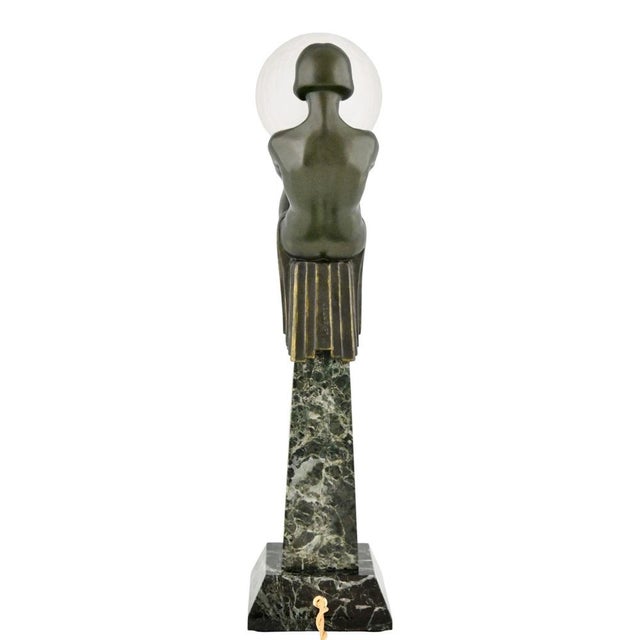 Green French Art Deco Table Lamp by Max Le Verrier, 1925 For Sale - Image 8 of 11