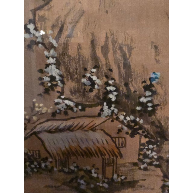 1930s Antique Asian Signed Double Red Seal Watercolor Painting For Sale - Image 5 of 16