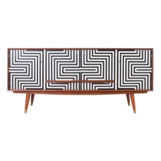 Mid-Century Modern Op-Art Hand-Painted Sideboard from Sven Andersen Møbelfabrik, 1960s For Sale