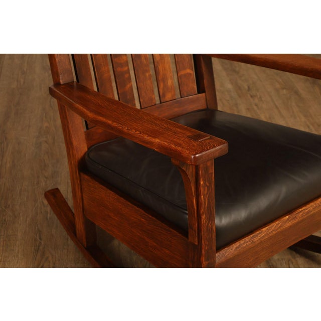 Early 20th Century Antique L & J.G. Stickley Mission Oak Rocking Chair For Sale - Image 5 of 18