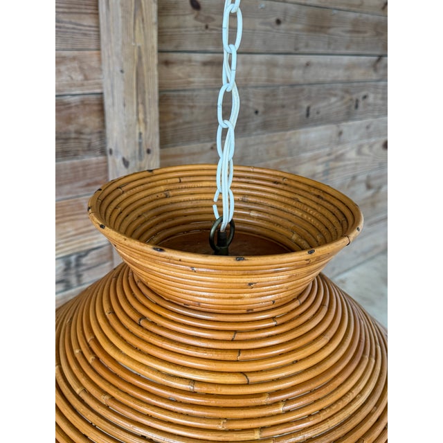 Exude effortless Organic Modern charm with this striking vintage Italian pendant lamp, circa 1970s. Masterfully crafted...