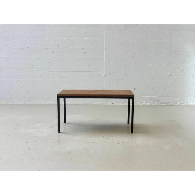 Contemporary Vintage Minimalist Table in Wood Veneer with Steel Frame, 1980s For Sale - Image 3 of 16