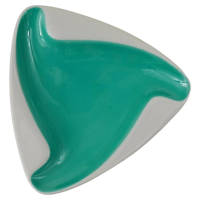 Turquoise Porcelaine Ashtray from Augarten, Vienna, Austria, 1950s For Sale