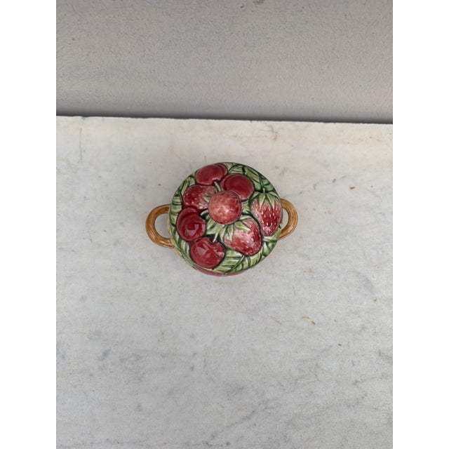 1920s French Majolica Sugar Bowl Fruits Sarreguemines Circa 1920 For Sale - Image 5 of 6