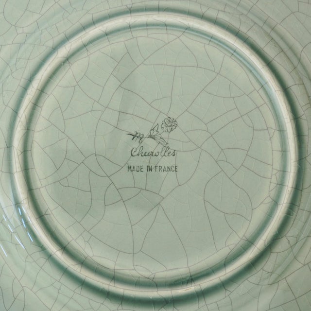 Mid 20th Century French Faience Celadon Vintage Plate Set of 4 Charolles France For Sale In Philadelphia - Image 6 of 6