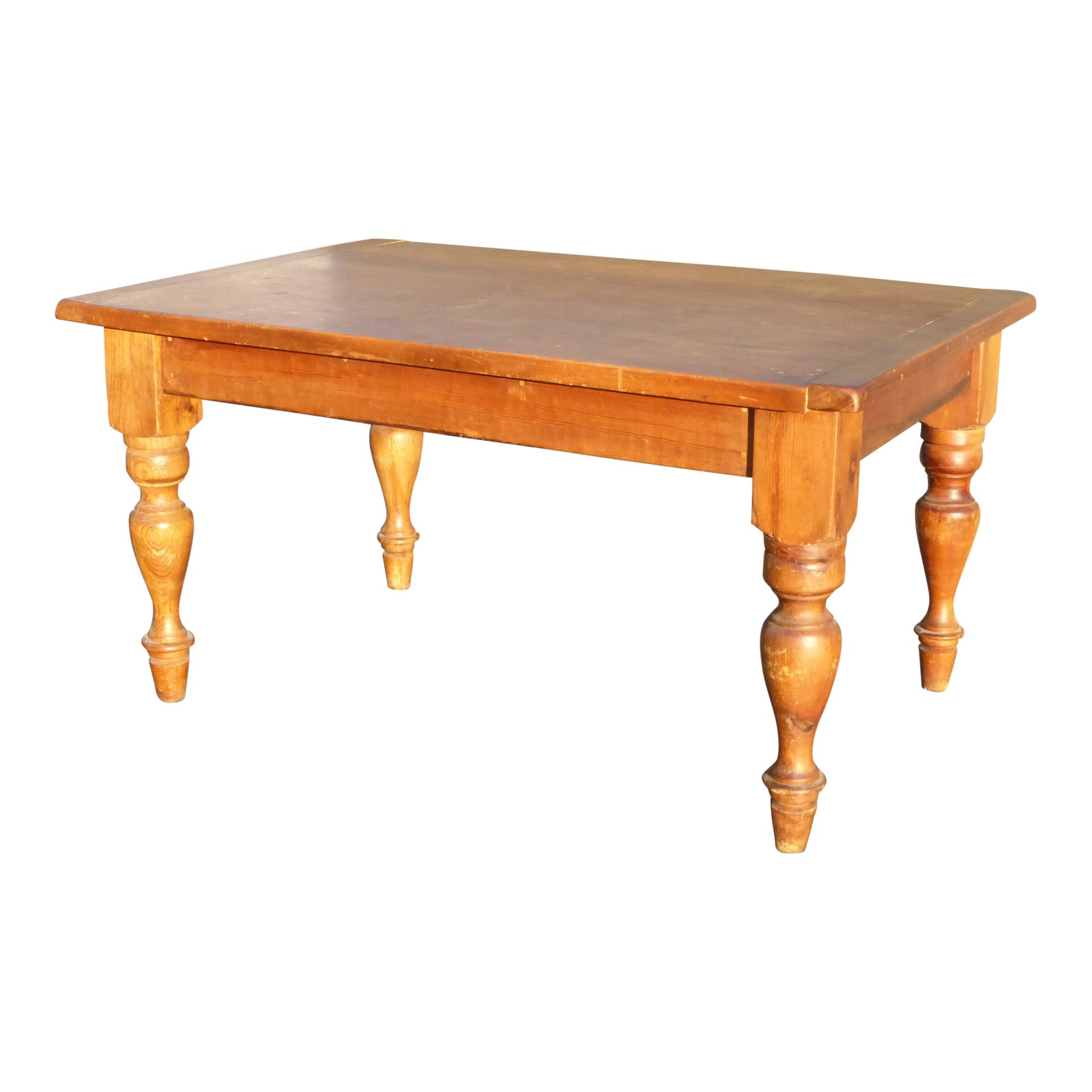 Vintage Farmhouse Butcher Block Rustic Teak Top Dining Room Table