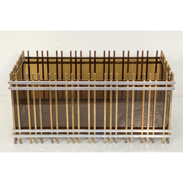 Italian Modern Rectangular Planter Box or Fioriera of Brass and Chrome For Sale - Image 9 of 11