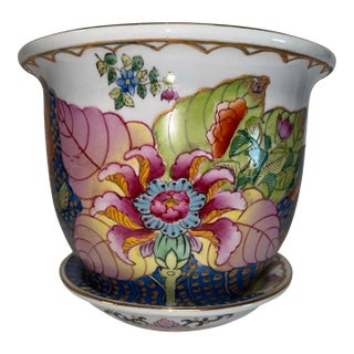 1980s Tobacco Leaf Planter and Saucer For Sale