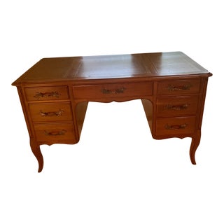 Vintage French Style Leather Top Desk For Sale