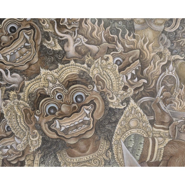 Tribal The Goddess Kali Appears to a Hunter - Balinese Ubud Painting Mask Dance by Konci For Sale - Image 3 of 5