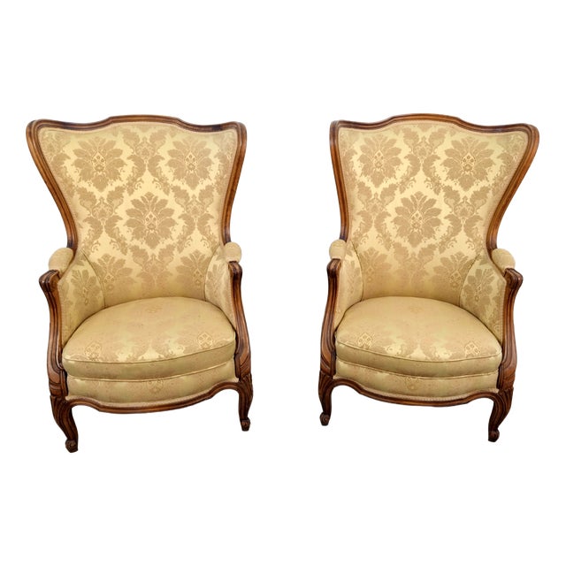 Rococo Style Wingback Armchairs, 1920s, Set of 2 For Sale