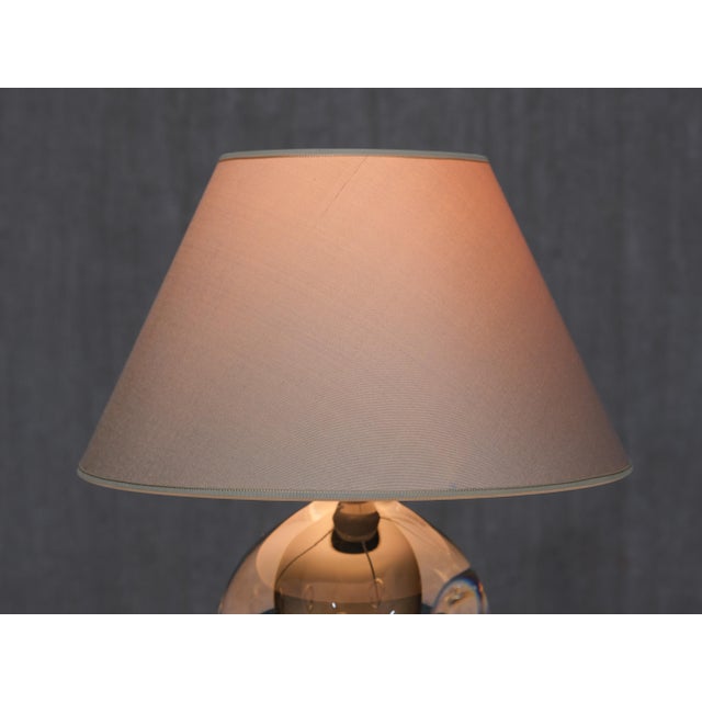 Glass Table Lamp in Bubble Glass and Silk by Gunnar Nylund for Strömbergshyttan, 1960s For Sale - Image 7 of 12
