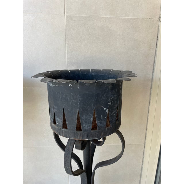 1960s 1960s Pair of Brutalist Wrought Iron Jardinieres For Sale - Image 5 of 6