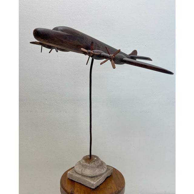 Handmade Oak Hercules C-130 Airplane on Stand, 1950s For Sale - Image 15 of 18