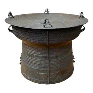 Vintage Bigger Than Average Bronze Asian Rain Drum Table