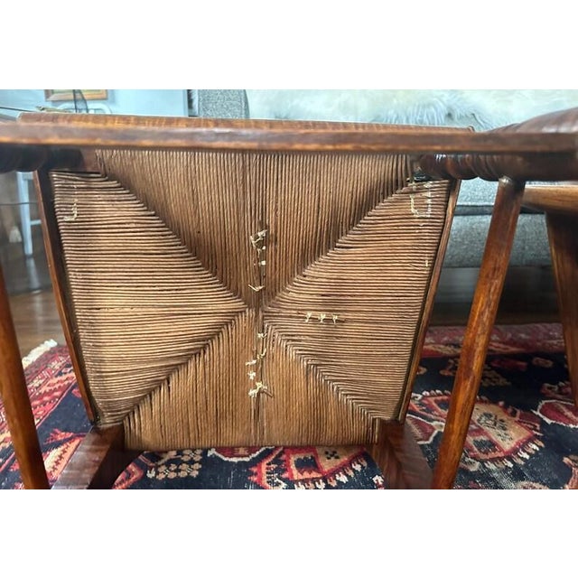 Antique Tiger Maple Side Chair With Woven Rush Seat For Sale - Image 12 of 18