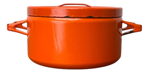 Mid-Century Modern Orange Enamel Pot by Seppo Mallat for Finel, 1960s