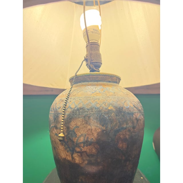 17th Century 17th Century Persian Fritware Jar Mounted as Lamp For Sale - Image 5 of 12