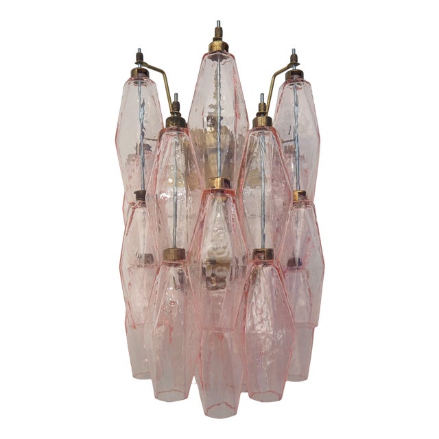 Vintage Italian Poliedri Pink Glass Wall Sconces, 1990, Set of 2 For Sale