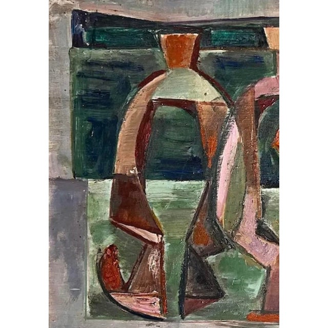 Mid-Century Modern 1951 E. Romano "Abstractions" Oil Painting on Artist Board For Sale - Image 3 of 5