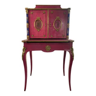 19th Century French Napoleon III Secretary Desk Redone With Pink Exterior For Sale