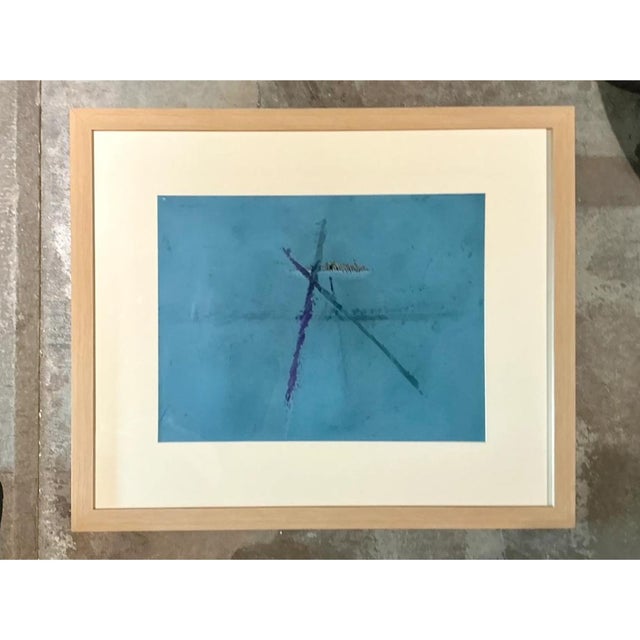 Vintage Original Abstract Oil Paining on Paper For Sale - Image 4 of 12