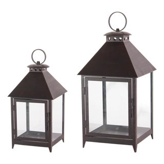 Footed Iron Metal Lantern (Set of 2) For Sale