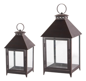 Footed Iron Metal Lantern (Set of 2)